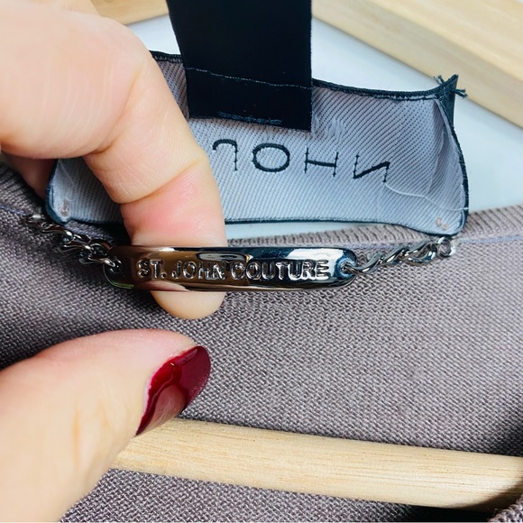 St John Couture Cardigan Beaded Design Wool Blend Knit Women Medium L - Picture 7 of 7